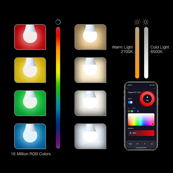 Copia de Bombilla inteligente LED Blanca E27 RGB C+W, 14W