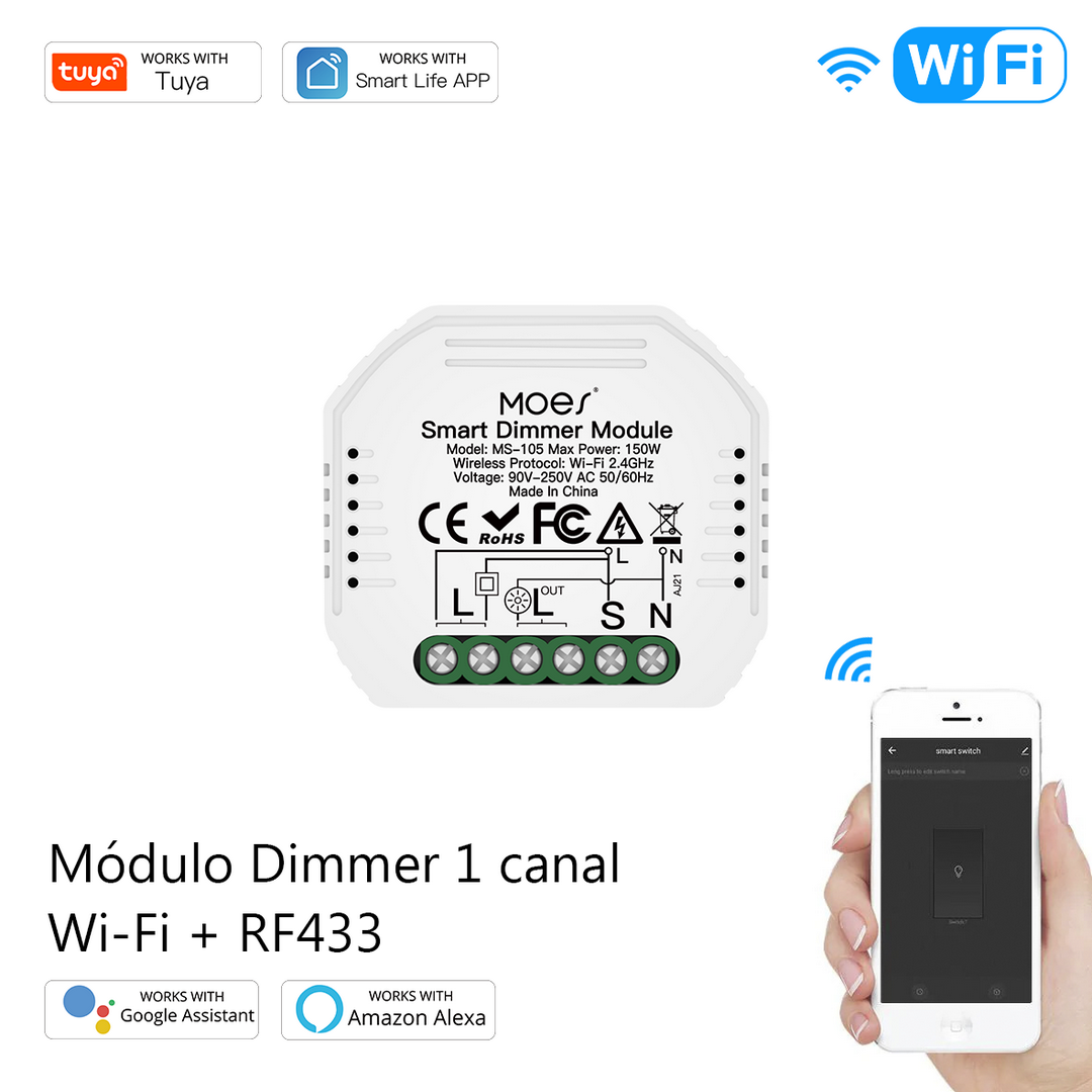 Módulo Dimmer Wi-Fi + RF 433