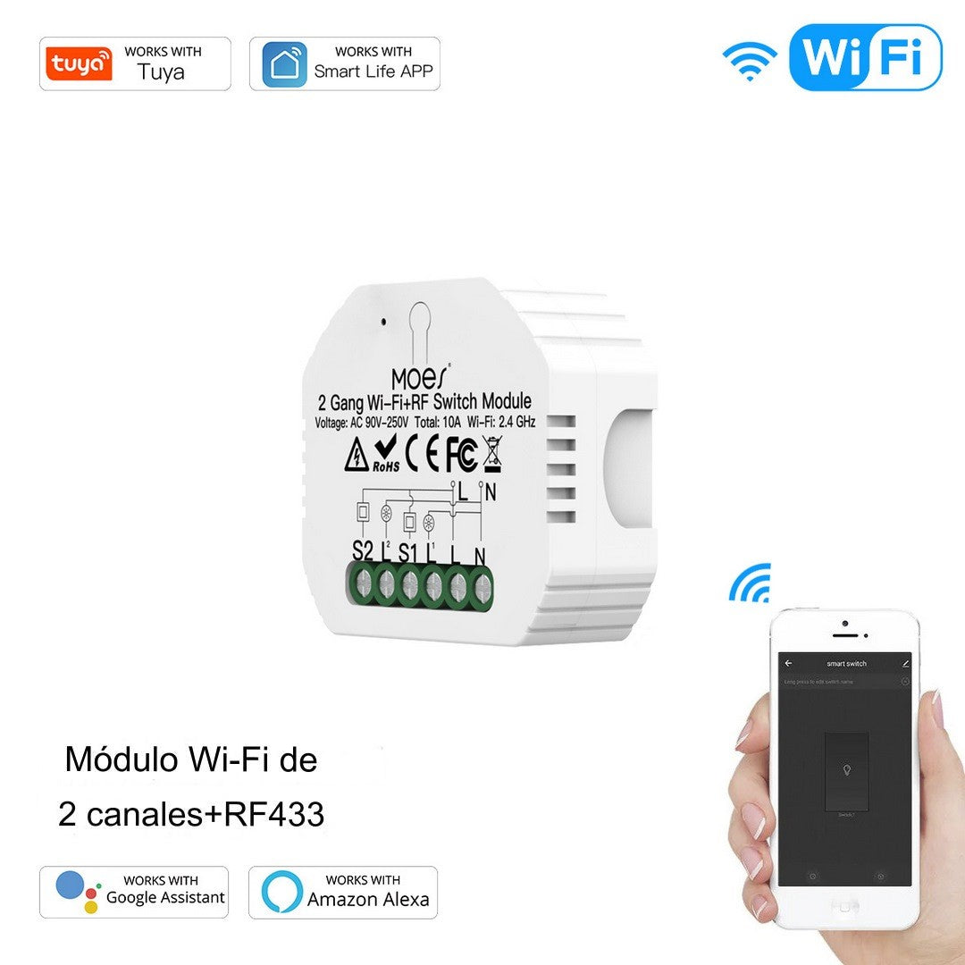 Módulo 2 canales Wi-Fi + RF 433