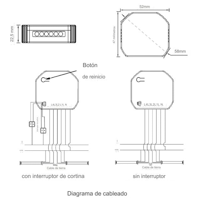 Módulo de persiana 2 canales RF 433MHz + Wi-Fi