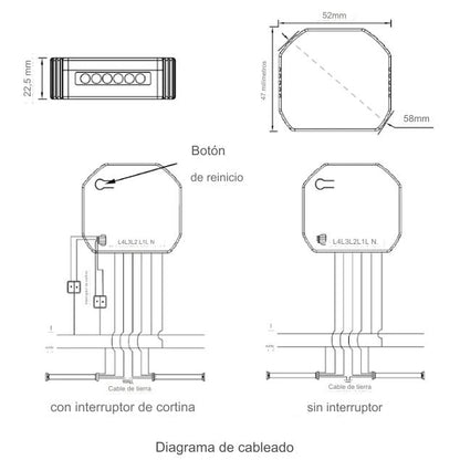 Módulo de persiana 2 canales RF 433MHz + Wi-Fi