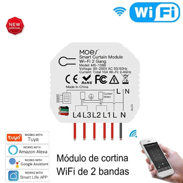 Módulo de persiana 2 canales RF 433MHz + Wi-Fi