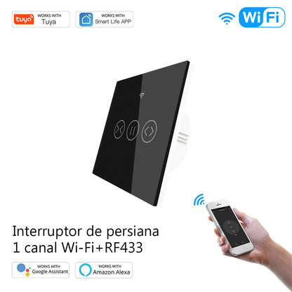 Interruptor de persiana Wi-Fi + RF433 Negro