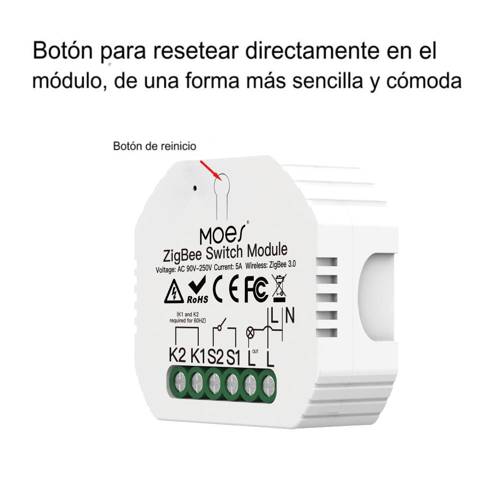 Módulo 1 canal sin neutro Zigbee