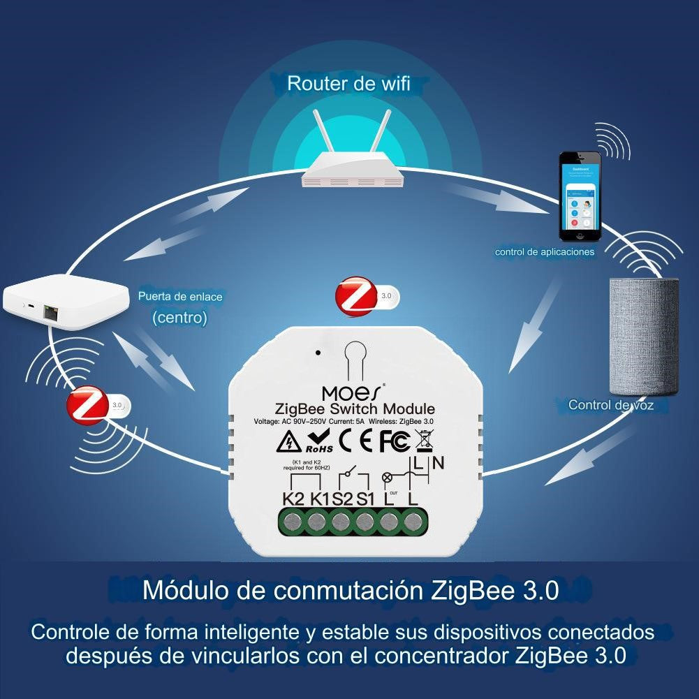 Módulo 1 canal sin neutro Zigbee