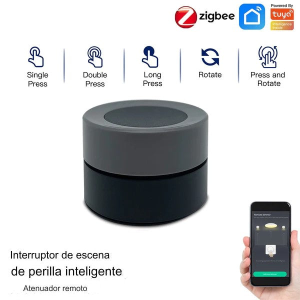 Interruptor de escena giratorio y pulsador Zigbee