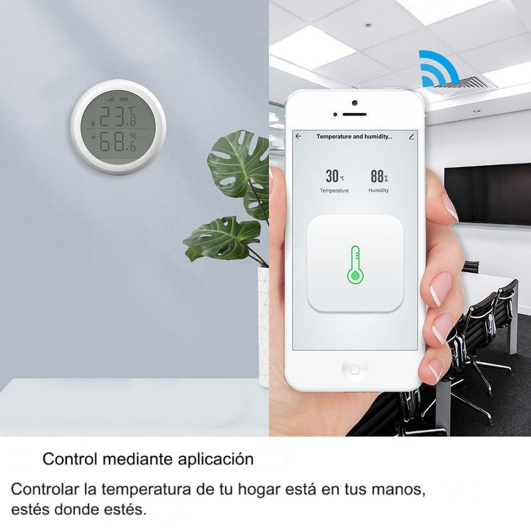 Sensor de temperatura y humedad con pantalla Zigbee